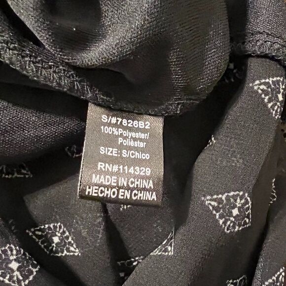 Poetry Black Boho Pattern Romper with Sheer Sleeves Size Small - Picture 7 of 8